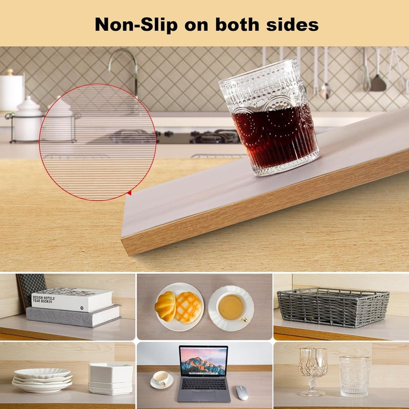 TEZZ 2 Rolls Shelf Liner, 14 Inches x 20 FEET Non-Slip Kitchen Cabinet Liner, Washable Oil-Proof Non-Adhesive Contact Paper for Kitchen Drawer, Cabinet, Shelves, Refrigerator, Storage, Desks, coutertops - Image 4